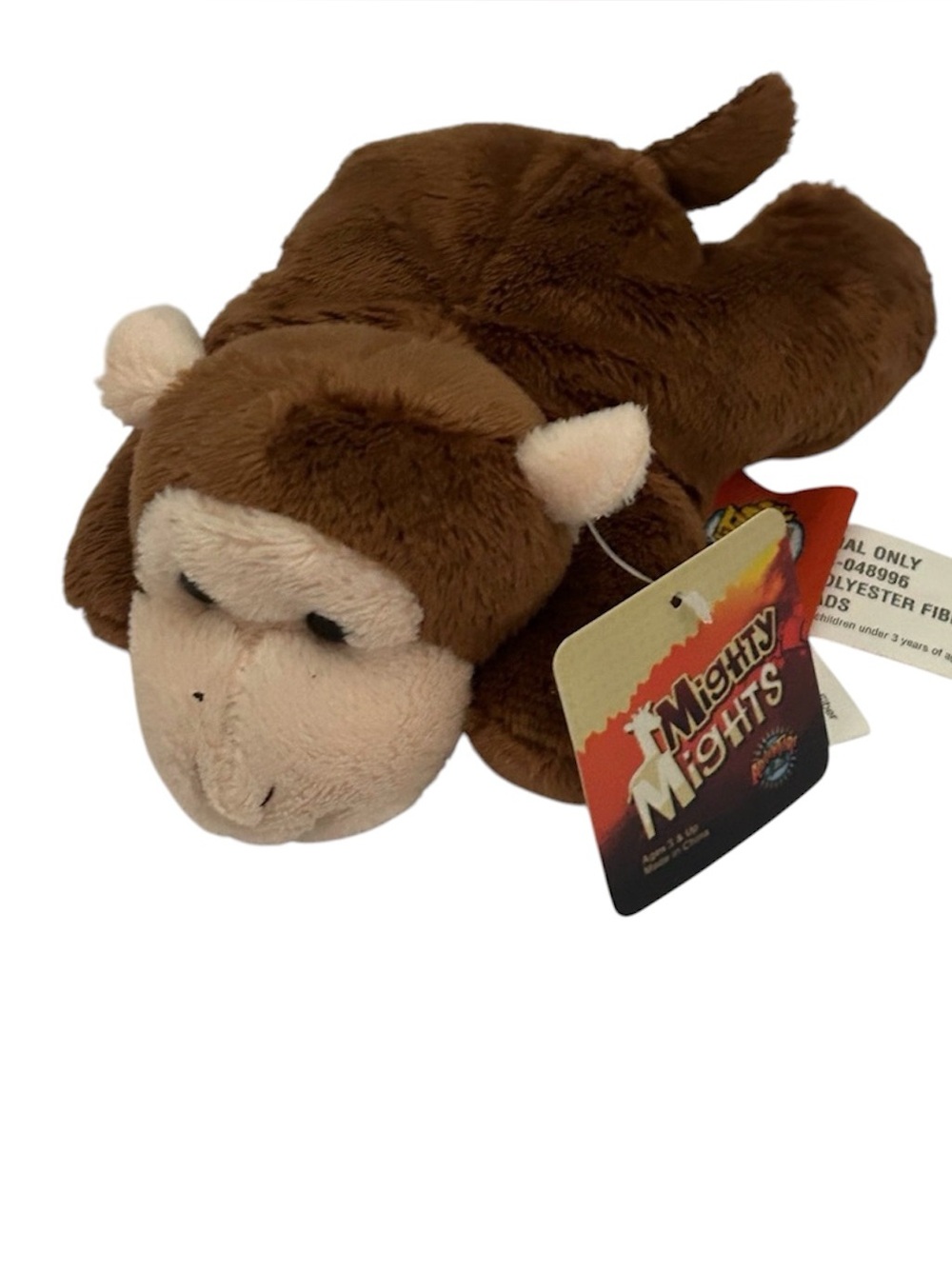 Mighty Mights Brown Plush Monkey VTG Zoo Animal Small Stuffie Toy Kids Collector